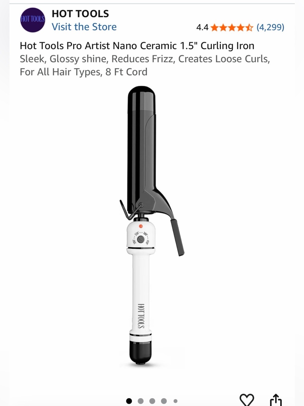 Hot Tools Pro Artist 1.5" Nano Ceramic Curling Iron - Black & White